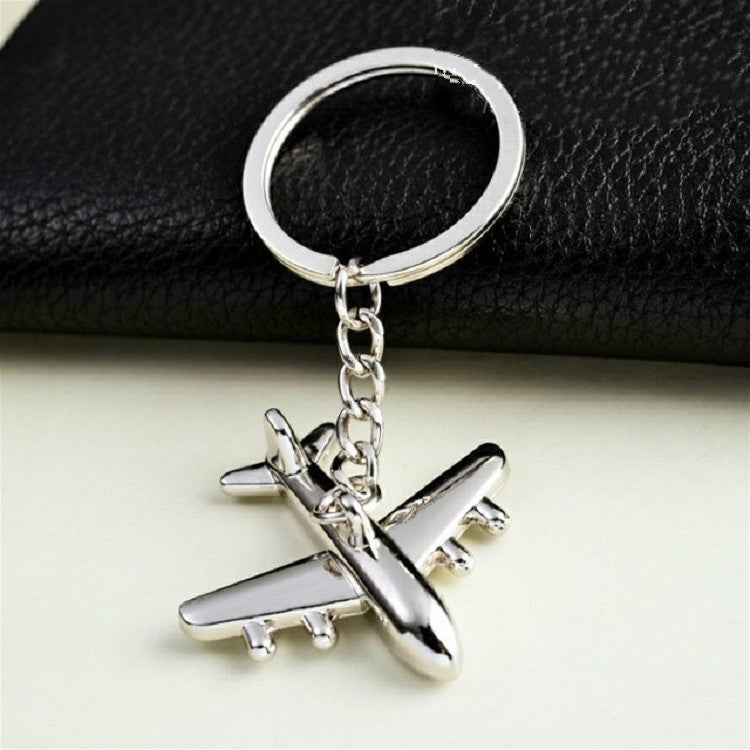 2 PCS Creative Stereo Plane Metal Keychain Bag Pendant Souvenir, Specification:4 × 4 cm(Silver Small Plane) by buy2fix