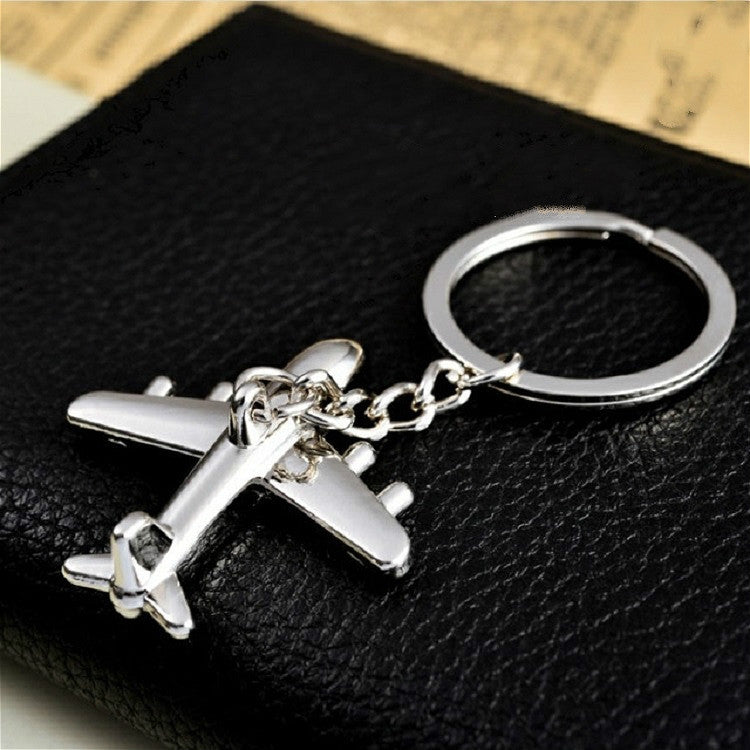 2 PCS Creative Stereo Plane Metal Keychain Bag Pendant Souvenir, Specification:4 × 4 cm(Silver Small Plane) by buy2fix
