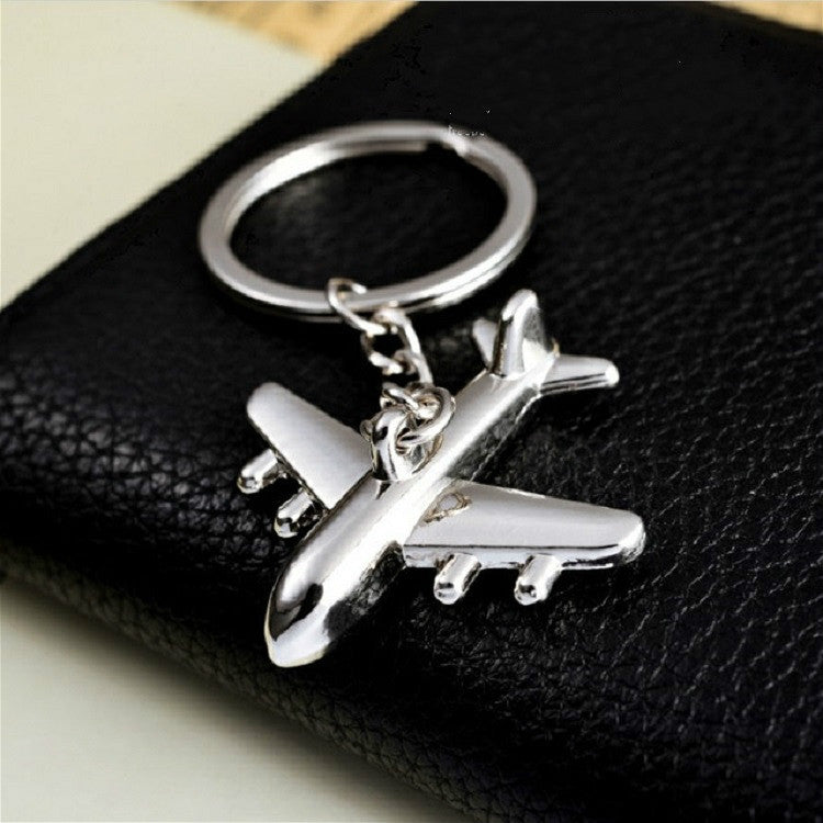 2 PCS Creative Stereo Plane Metal Keychain Bag Pendant Souvenir, Specification:4 × 4 cm(Silver Small Plane) by buy2fix