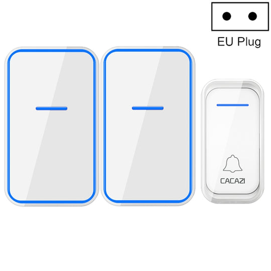 CACAZI A68-2 One to Two Wireless Remote Control Electronic Doorbell Home Smart Digital Wireless Doorbell, Style:EU Plug(White)