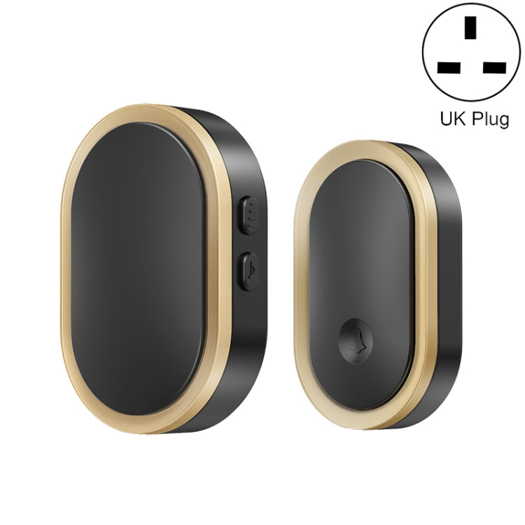 CACAZI A99 Home Smart Remote Control Doorbell Elderly Pager, Style:UK Plug(Black Gold) - Wireless Doorbell by CACAZI | Online Shopping UK | buy2fix