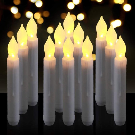 12pcs / Box LED Electronic Candle Light Flameless Long Rod Christmas Candle, Spec:Flashing Warm White Light