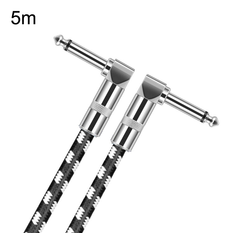 5m 2 Elbow Head 6.35mm Guitar Cable Oxygen-Free Copper Core TS Large Two-core Cable by buy2fix