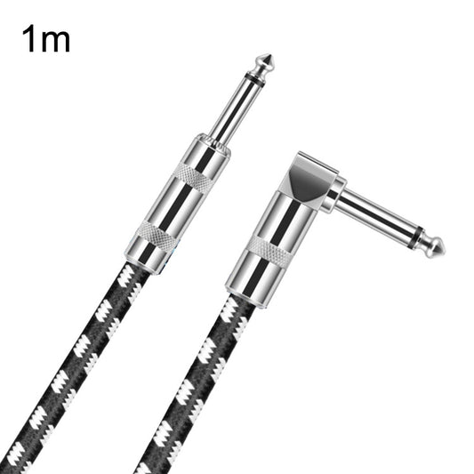1m 1 Straight Head +1 Elbow Head 6.35mm Guitar Cable Oxygen-Free Copper Core TS Large Two-core Cable by buy2fix