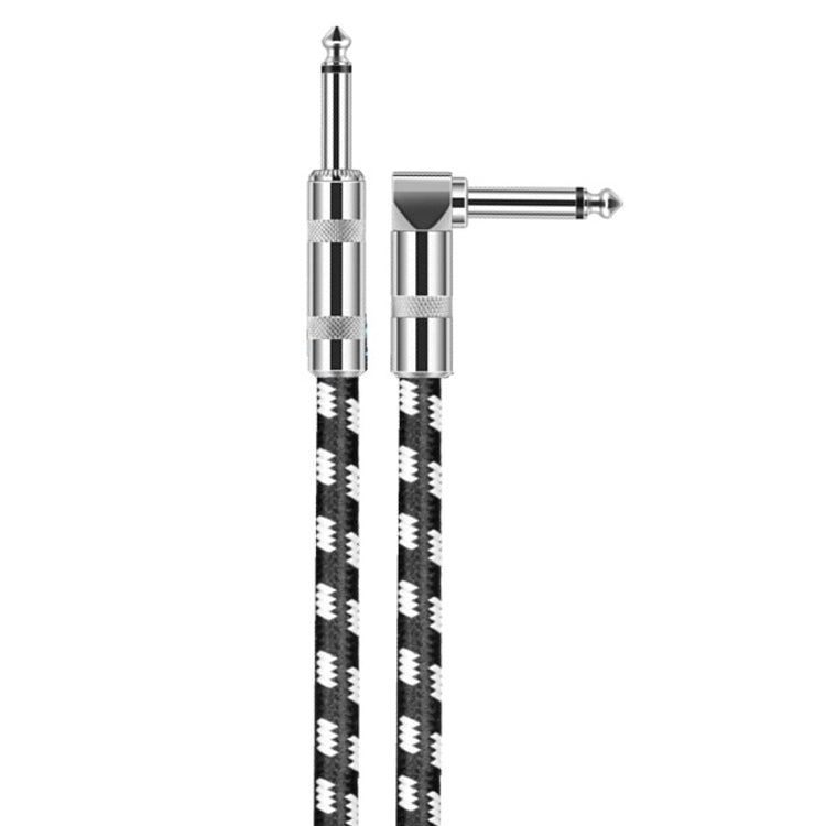 1m 1 Straight Head +1 Elbow Head 6.35mm Guitar Cable Oxygen-Free Copper Core TS Large Two-core Cable by buy2fix