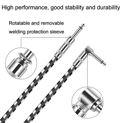 1m 1 Straight Head +1 Elbow Head 6.35mm Guitar Cable Oxygen-Free Copper Core TS Large Two-core Cable by buy2fix