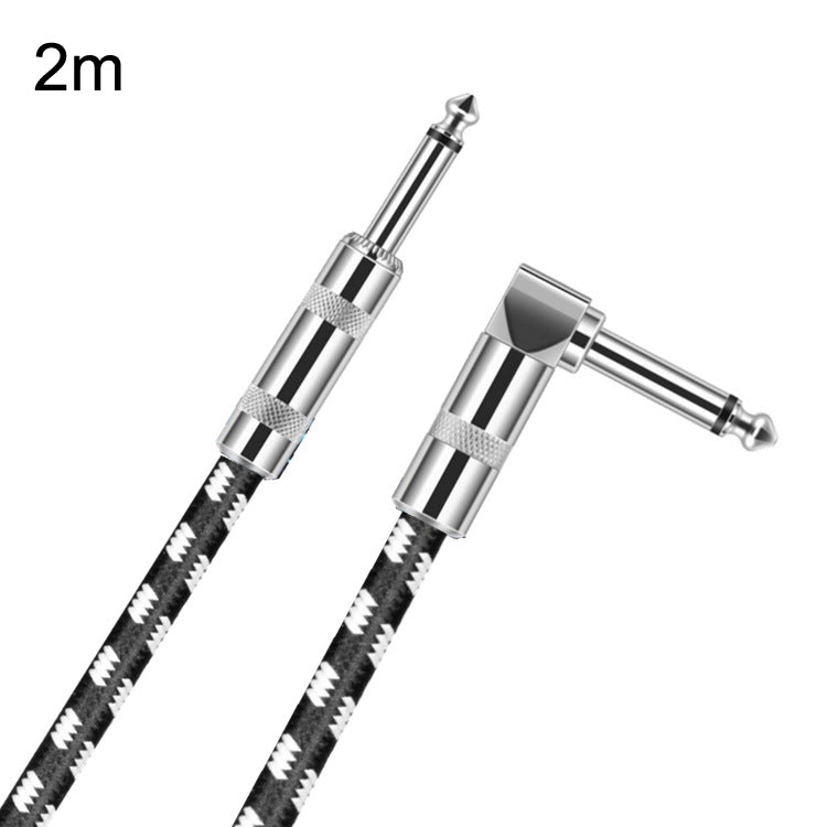 2m 1 Straight Head +1 Elbow Head 6.35mm Guitar Cable Oxygen-Free Copper Core TS Large Two-core Cable by buy2fix