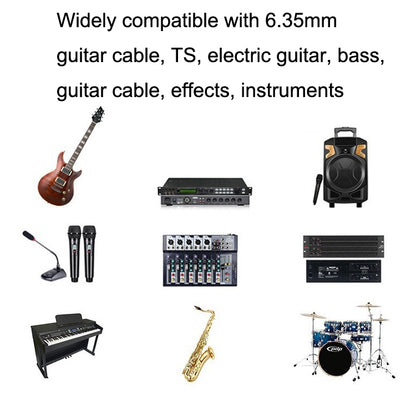 5m 1 Straight Head +1 Elbow Head 6.35mm Guitar Cable Oxygen-Free Copper Core TS Large Two-core Cable by buy2fix