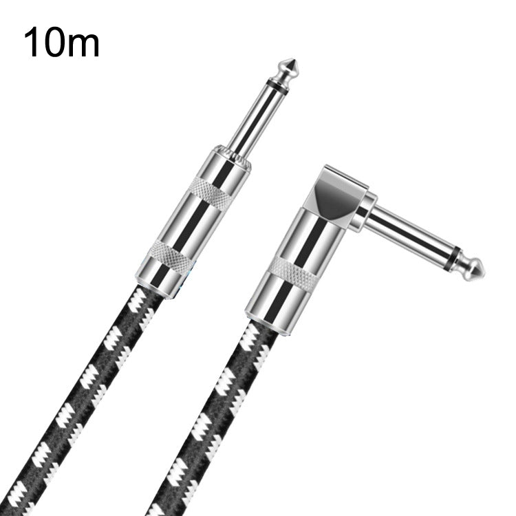 10m 1 Straight Head +1 Elbow Head 6.35mm Guitar Cable Oxygen-Free Copper Core TS Large Two-core Cable by buy2fix