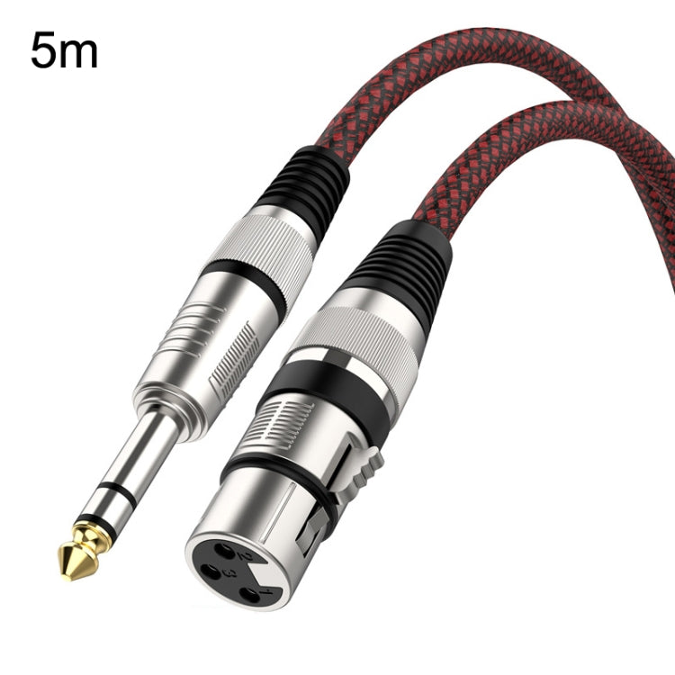 5m Red and Black Net TRS 6.35mm Male To Caron Female Microphone XLR Balance Cable by buy2fix