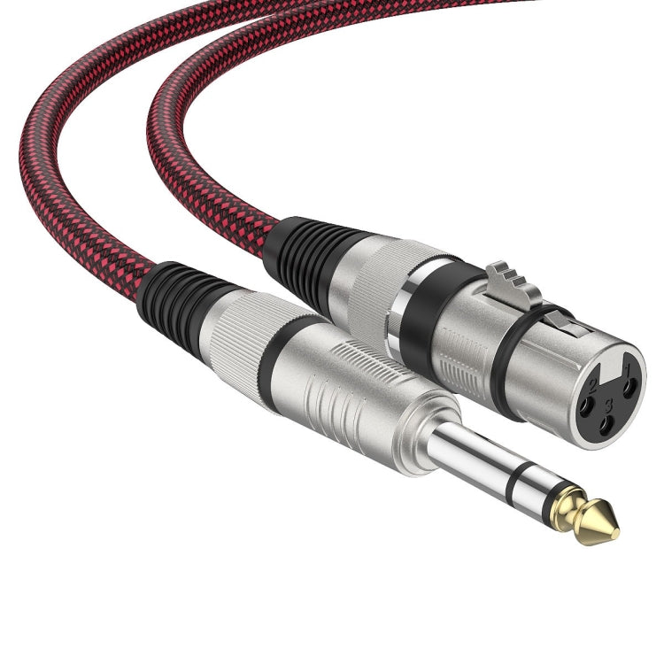 5m Red and Black Net TRS 6.35mm Male To Caron Female Microphone XLR Balance Cable by buy2fix