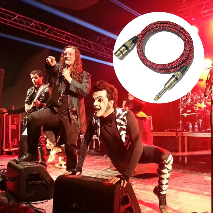 8m Red and Black Net TRS 6.35mm Male To Caron Female Microphone XLR Balance Cable by buy2fix