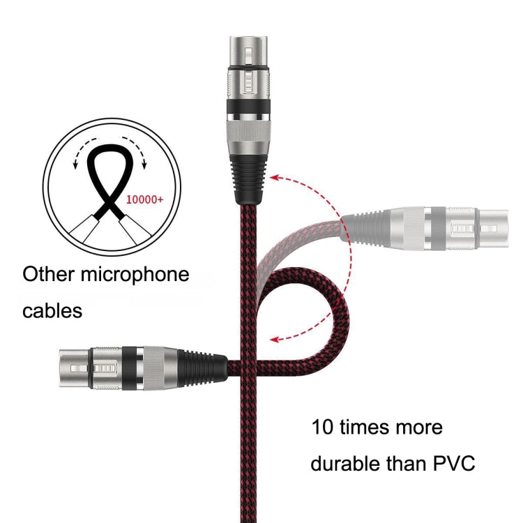 10m Red and Black Net TRS 6.35mm Male To Caron Female Microphone XLR Balance Cable by buy2fix