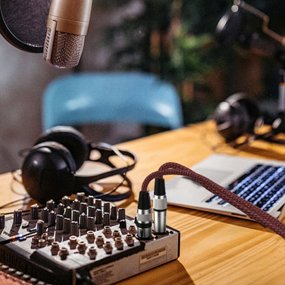 12m Red and Black Net TRS 6.35mm Male To Caron Female Microphone XLR Balance Cable by buy2fix