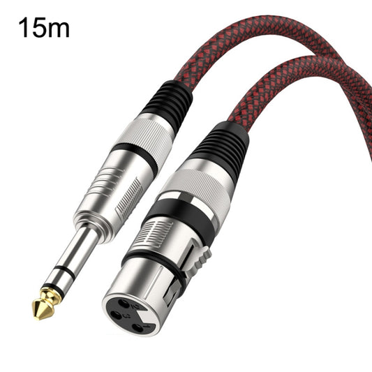 15m Red and Black Net TRS 6.35mm Male To Caron Female Microphone XLR Balance Cable by buy2fix