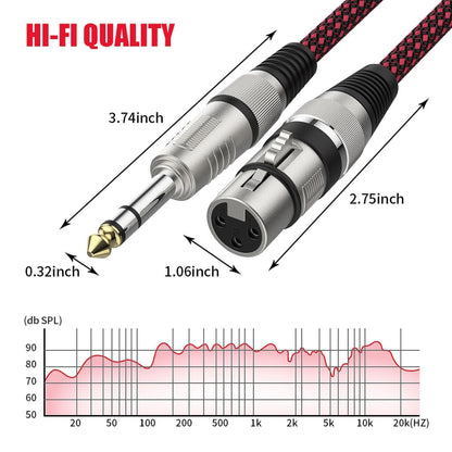 15m Red and Black Net TRS 6.35mm Male To Caron Female Microphone XLR Balance Cable by buy2fix