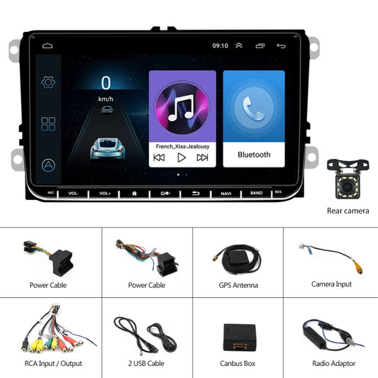 A3041 For Volkswagen 2+64G 9-inch Central Control Large Screen With Carplay Car Android10.0 Navigator Player, Style:Standard+12Lights Camera - Car MP3 & MP4 & MP5 by buy2fix | Online Shopping UK | buy2fix