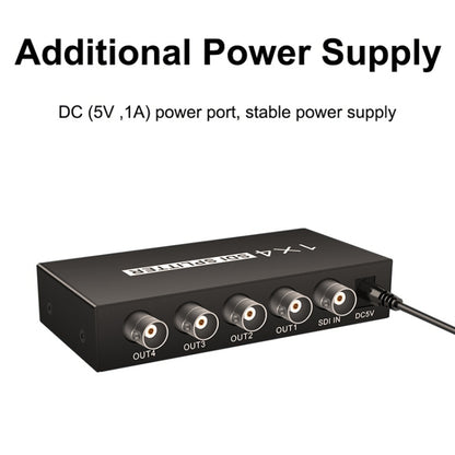 1 In 4 Out SD-SDI / HD-SDI / 3G-SDI Distribution Amplifier Video SDI Splitter(EU Plug) - Splitter by buy2fix | Online Shopping UK | buy2fix