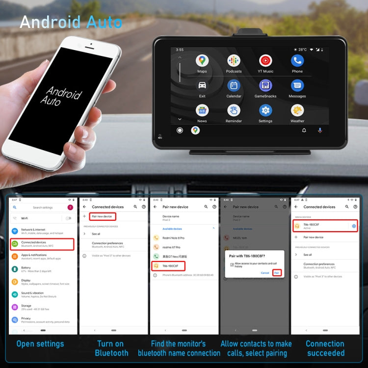 A3135 7 Inch HD Wired Smart Screen With Wireless CarPlay + Android Auto + Android With With 16G Memory Card - Car MP3 & MP4 & MP5 by buy2fix | Online Shopping UK | buy2fix