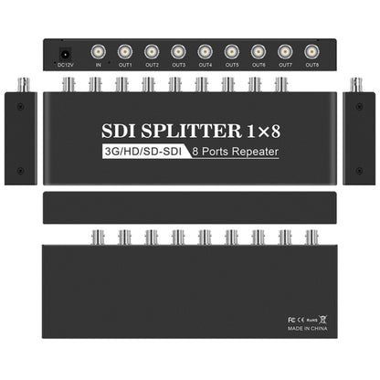 1 In 8 Out SD-SDI / HD-SDI / 3G-SDI Distribution Amplifier Video SDI Splitter(EU Plug) - Splitter by buy2fix | Online Shopping UK | buy2fix