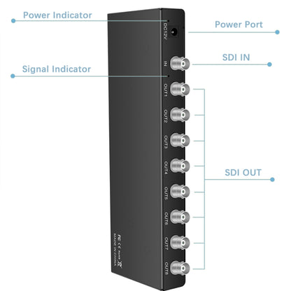 1 In 8 Out SD-SDI / HD-SDI / 3G-SDI Distribution Amplifier Video SDI Splitter(EU Plug) - Splitter by buy2fix | Online Shopping UK | buy2fix