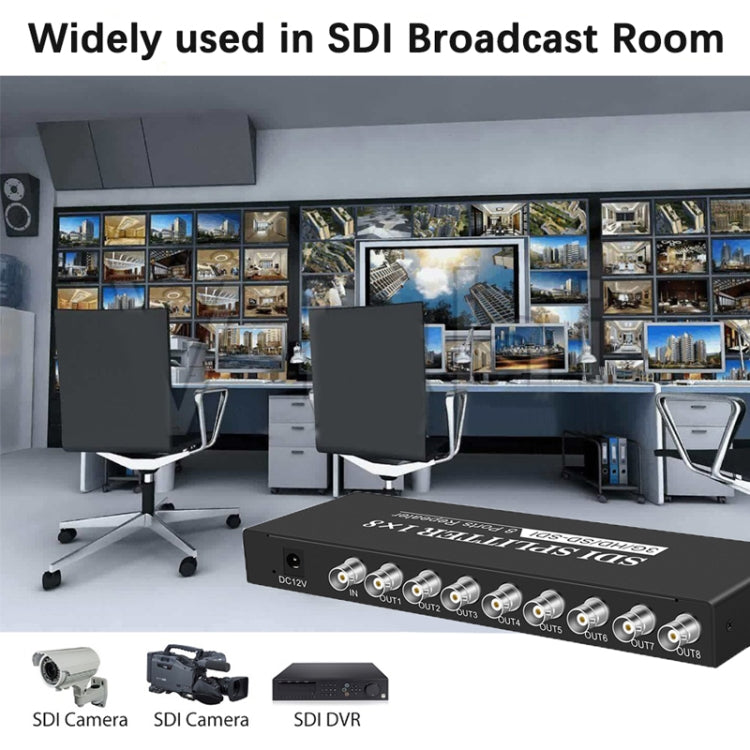 1 In 8 Out SD-SDI / HD-SDI / 3G-SDI Distribution Amplifier Video SDI Splitter(EU Plug) - Splitter by buy2fix | Online Shopping UK | buy2fix