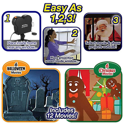 Christmas Halloween Laser Projector Mini Window Home Theater Projector, Plug Type:AU Plug by buy2fix