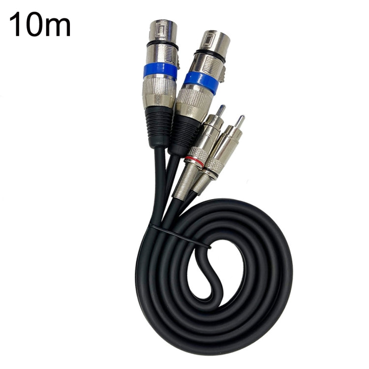 2RCA Male 2XLR Caron Female Speaker Audio Balance Cable, Length:10m - Microphone Audio Cable & Connector by buy2fix | Online Shopping UK | buy2fix