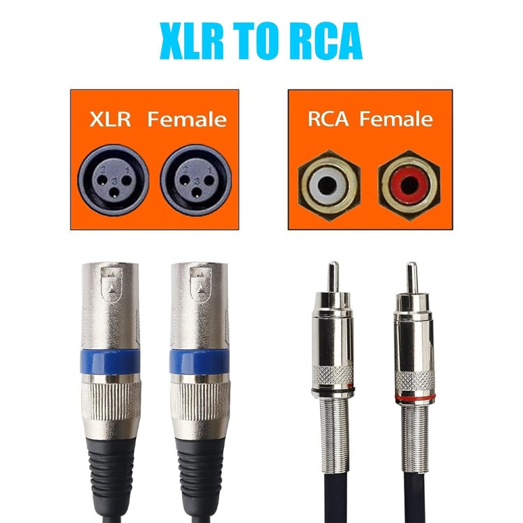 2RCA Male 2XLR Caron Female Speaker Audio Balance Cable, Length:10m - Microphone Audio Cable & Connector by buy2fix | Online Shopping UK | buy2fix