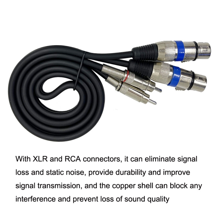 2RCA Male 2XLR Caron Female Speaker Audio Balance Cable, Length:20m - Microphone Audio Cable & Connector by buy2fix | Online Shopping UK | buy2fix