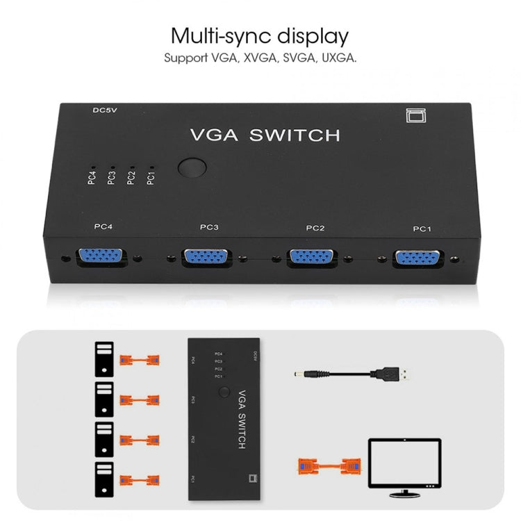 VGA Switcher with Four Inputs and One Output Computer VGA Video Converter by buy2fix