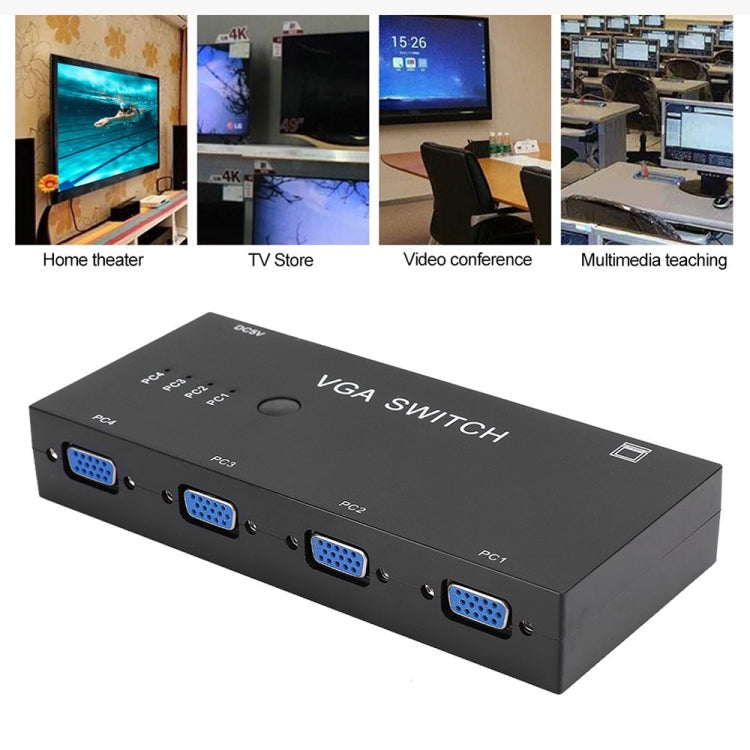 VGA Switcher with Four Inputs and One Output Computer VGA Video Converter by buy2fix