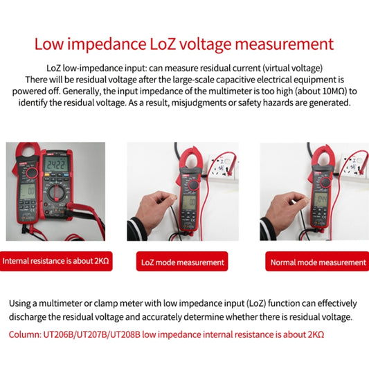 UNI-T UT205E 1000A 42mm Jaw Size Digital Clamp Meter AC DC Voltage Detector - Digital Multimeter by UNI-T | Online Shopping UK | buy2fix