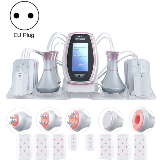 6 In 1  80K Ultrasonic Cavitation Vacuum Radio Frequency Lipo Laser Slimming Machine EU Plug(Pink Edge)
