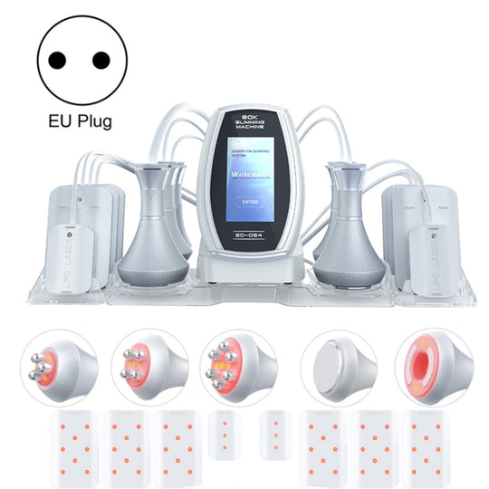 6 In 1  80K Ultrasonic Cavitation Vacuum Radio Frequency Lipo Laser Slimming Machine EU Plug(Silver Edge)