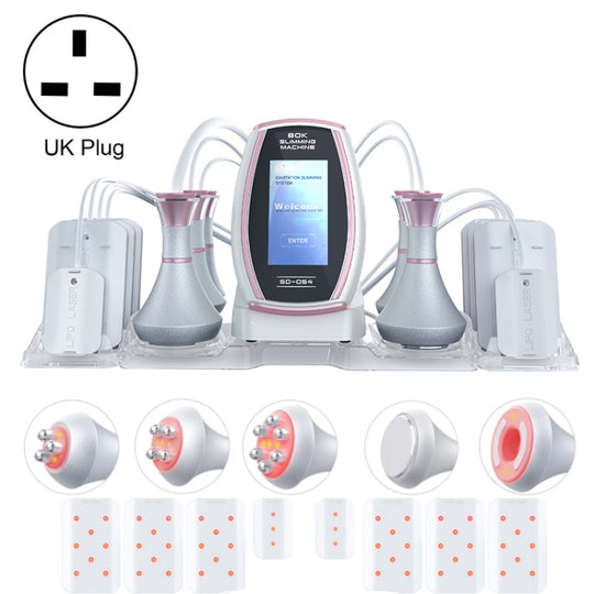 6 In 1  80K Ultrasonic Cavitation Vacuum Radio Frequency Lipo Laser Slimming Machine UK Plug(Pink Edge)