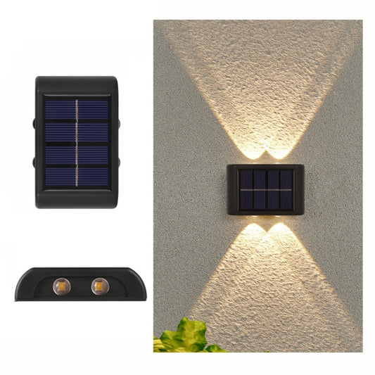4LED NiMH Solar Wall Lamp Outdoor Waterproof Up And Down Double-headed Spotlights(Warm Light) - Solar Lights by buy2fix | Online Shopping UK | buy2fix