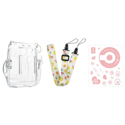 For Fujifilm Instax Mini 11 5sets Storage Case + Shoulder Strap + Sticker 3 In 1 Set(Set 2) by buy2fix