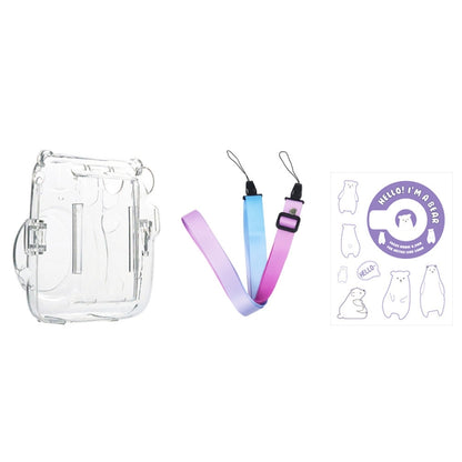 For Fujifilm Instax Mini 11 5sets Storage Case + Shoulder Strap + Sticker 3 In 1 Set(Set 3) by buy2fix