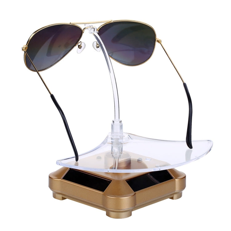 Solar 360 Degree Rotating Turntable Colorful Lights Glasses Display Stand(Gold) -  by buy2fix | Online Shopping UK | buy2fix