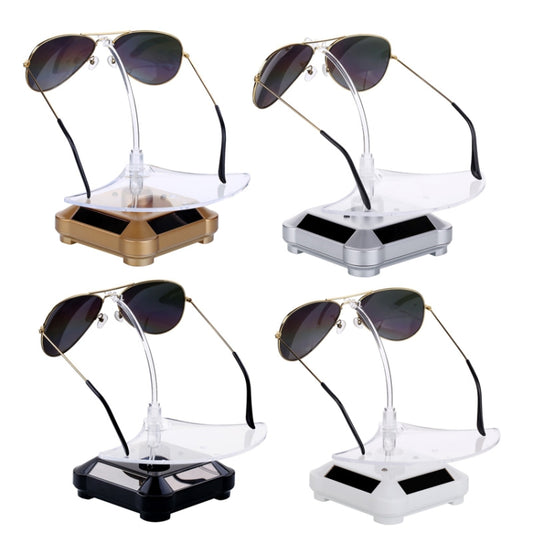 Solar 360 Degree Rotating Turntable Colorful Lights Glasses Display Stand(Black) -  by buy2fix | Online Shopping UK | buy2fix