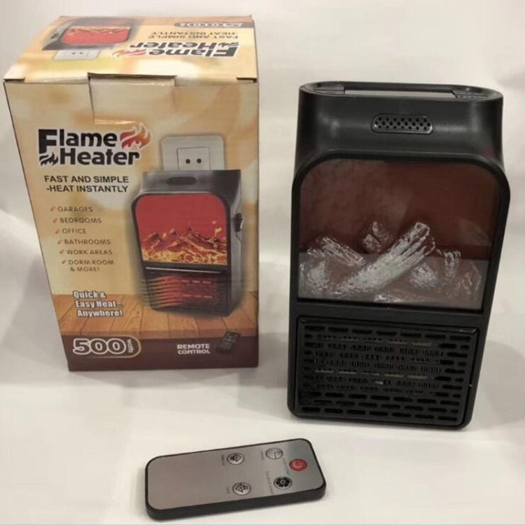 Flame Simulation Mini Portable Desktop Heater, Style:Without Remote Control, Plug Type:UK(Black) - Electric Heaters by buy2fix | Online Shopping UK | buy2fix