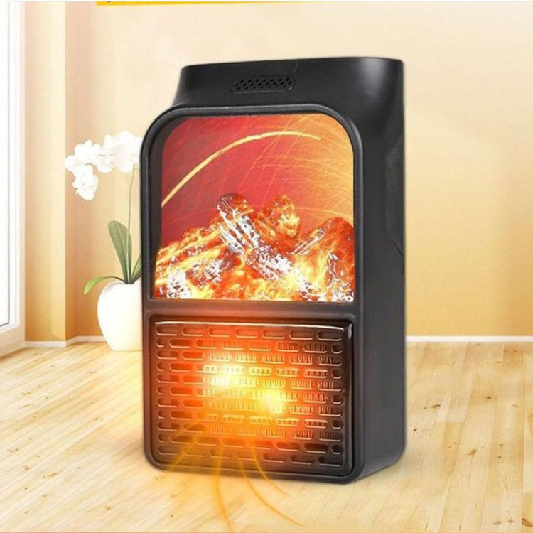 Flame Simulation Mini Portable Desktop Heater, Style:With Remote Control, Plug Type:EU(Black) - Electric Heaters by buy2fix | Online Shopping UK | buy2fix