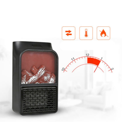 Flame Simulation Mini Portable Desktop Heater, Style:With Remote Control, Plug Type:EU(Black) - Electric Heaters by buy2fix | Online Shopping UK | buy2fix
