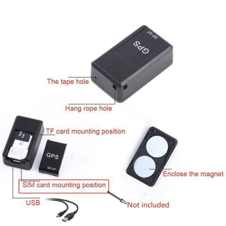 GF07 Mini GPS Tracking Strong Magnetic Locator Voice-controlled Recording Anti-lost Device Only Supports 2G Network(Black) by buy2fix