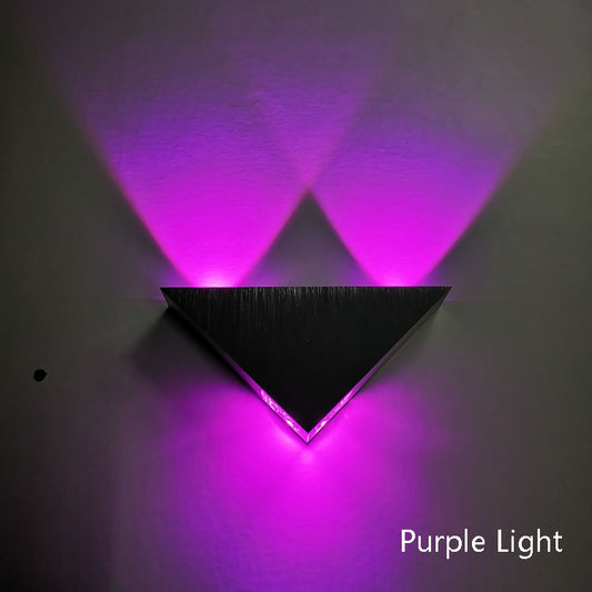 9W LED Triangle Wall Light Interior Corridor Aisle Lights(Purple Light) - Wall Lamps by buy2fix | Online Shopping UK | buy2fix