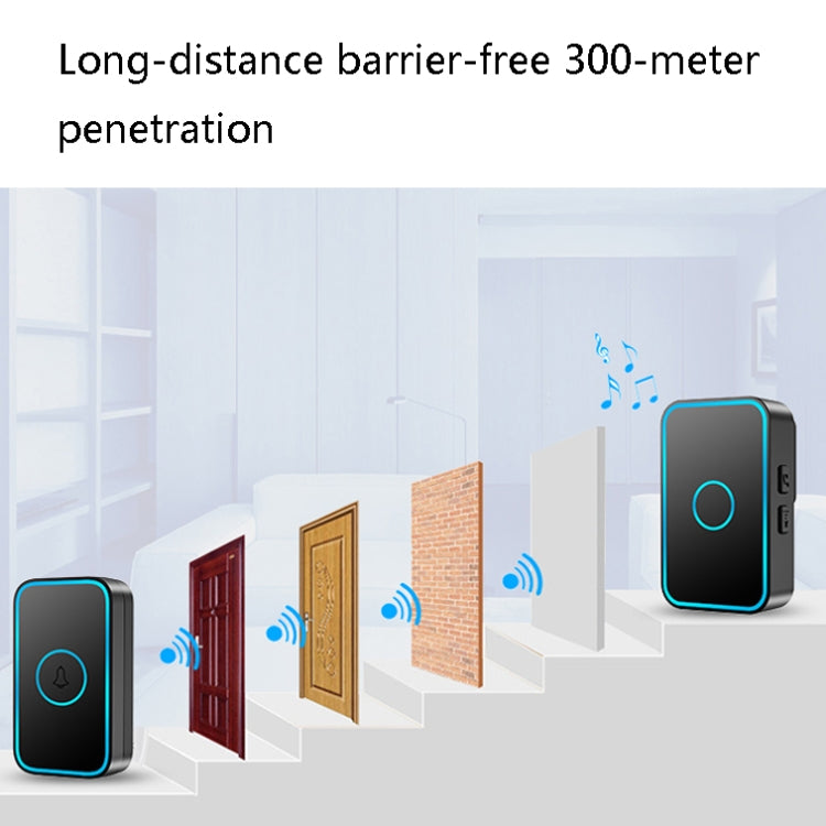 CACAZI A78 Long-Distance Wireless Doorbell Intelligent Remote Control Electronic Doorbell, Style:UK Plug(Elegant Black) - Wireless Doorbell by CACAZI | Online Shopping UK | buy2fix