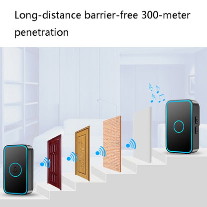 CACAZI A78 Long-Distance Wireless Doorbell Intelligent Remote Control Electronic Doorbell, Style:UK Plug(Elegant Black) - Wireless Doorbell by CACAZI | Online Shopping UK | buy2fix