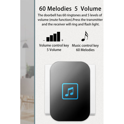 CACAZI A86 Electronic Music Remote Control Doorbell One For One AC Wireless Doorbell, Style:UK Plug(White) - Wireless Doorbell by CACAZI | Online Shopping UK | buy2fix