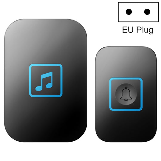 CACAZI A86 Electronic Music Remote Control Doorbell One For One AC Wireless Doorbell, Style:EU Plug(Black)